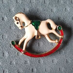 Vintage Rockinghorse Christmas Brooch